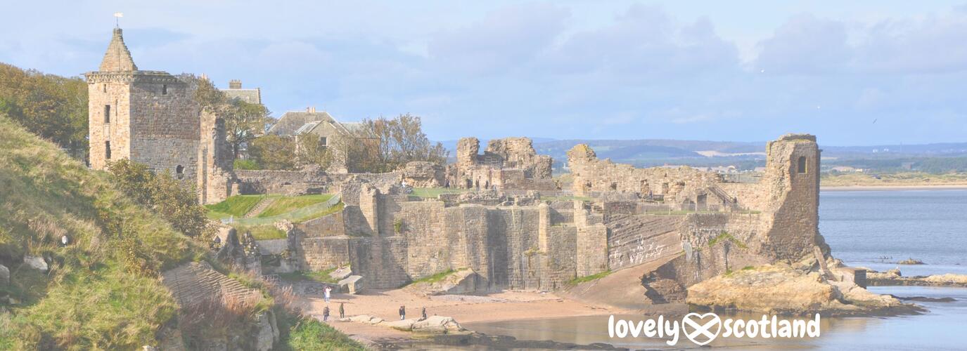 Ruins of St Andrews Castle with the sea in the background
